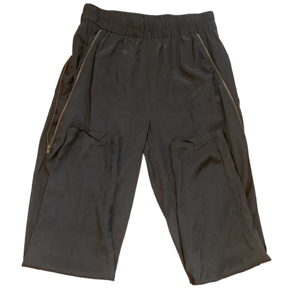 Black Ankle Jogger Track Pants with Zipper Detail Lightweight Size M - Picture 2 of 8